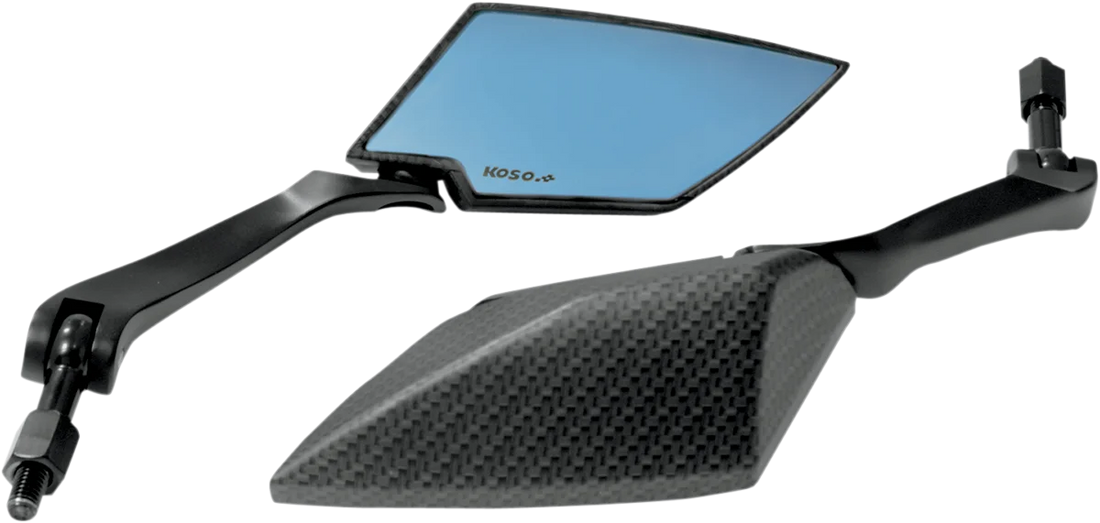 Koso North America Clear Lens Mirror - Carbon Fiber/Black OA016CK2 - Side View