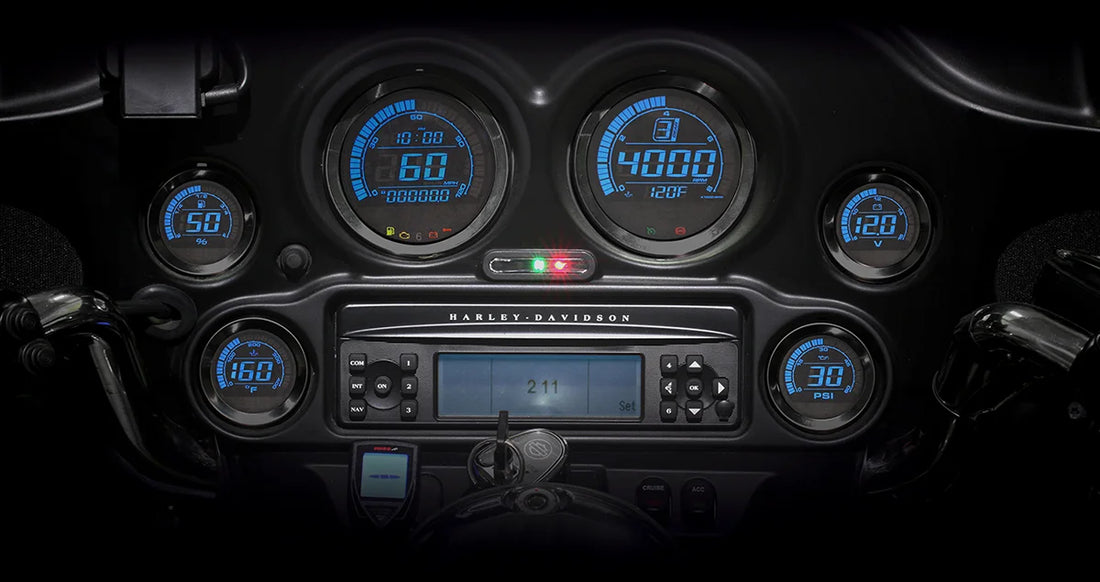 Koso North America HD-02 6-Piece Gauge Kit - Black BA050907 - Back View