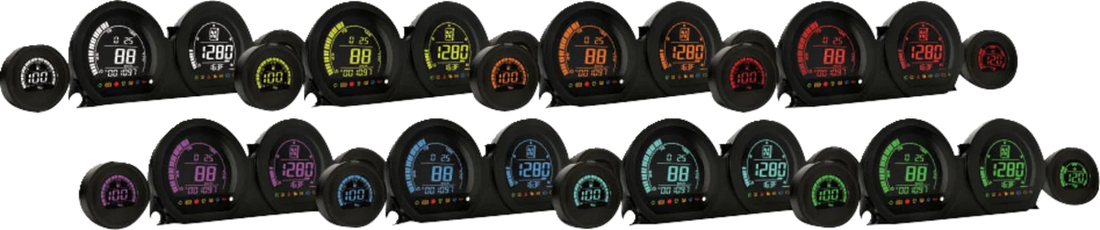Koso North America HD-03 - Four-Piece LCD Gauge Kit - Eight Changeable Colors BA064902 - Side View