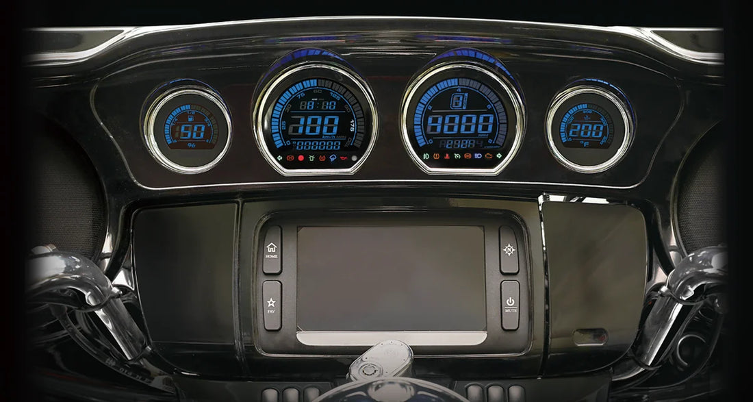 Koso North America HD-03 - Four-Piece LCD Gauge Kit - Eight Changeable Colors BA064902 - Back View
