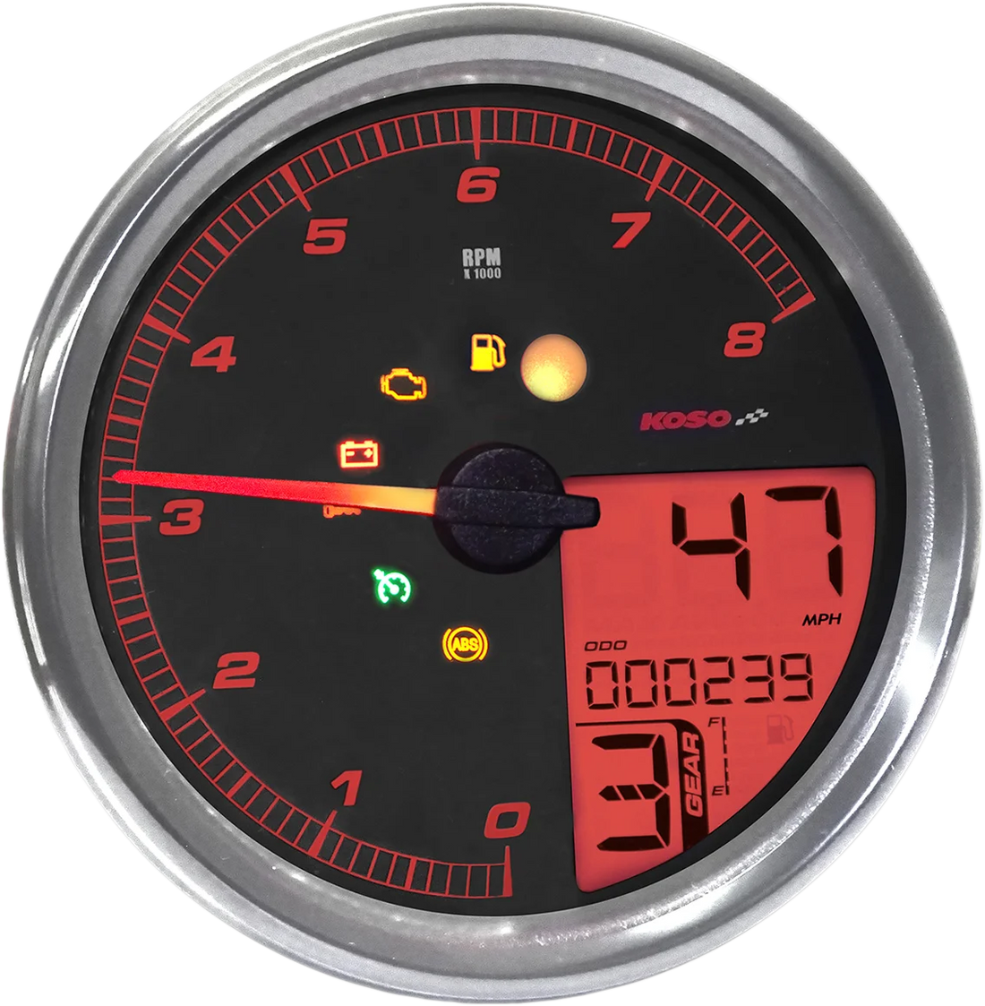 Koso North America HD-05 Multi-Function Meter '04-'13 BA072100 - Side View