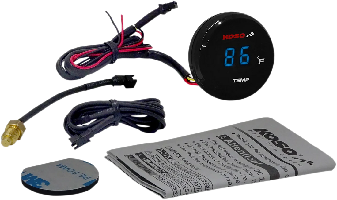 Koso North America I-Gear Thermometer - Blue Digits BA067B12 - Side View