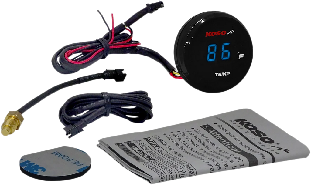 Koso North America I-Gear Thermometer - Blue Digits BA067B12 - Side View