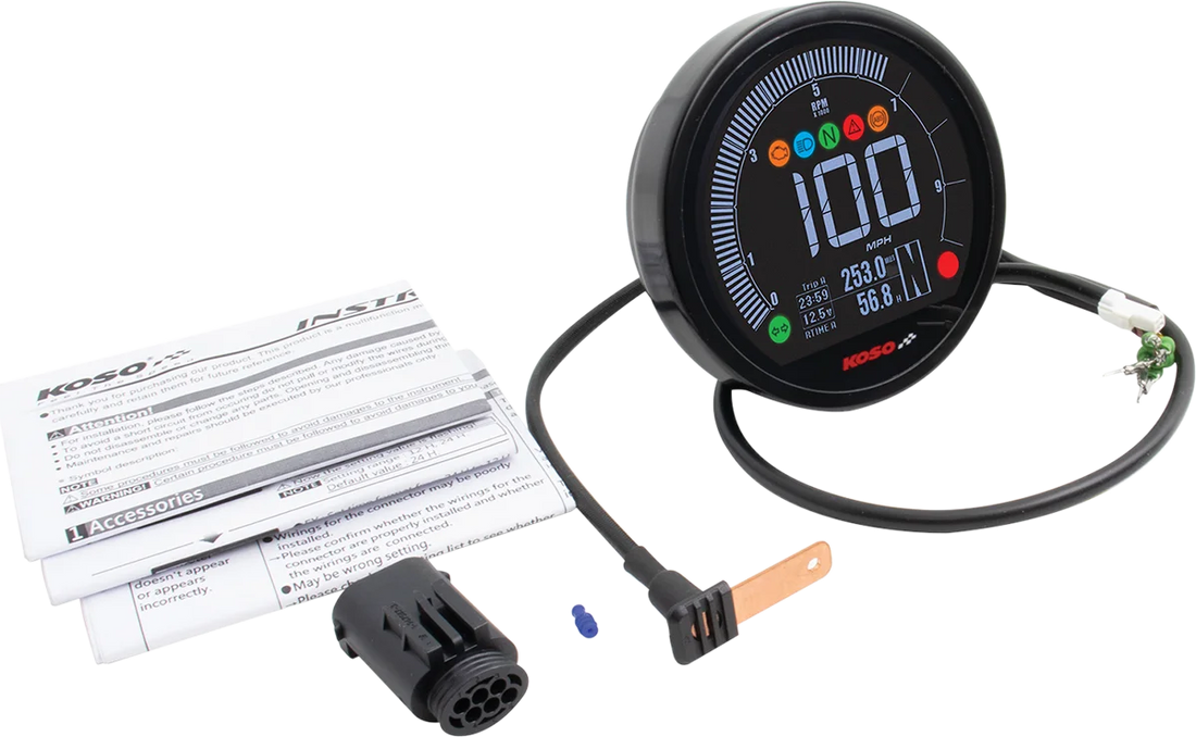 Koso North America Multi-Function Meter - DL-04 - Black BA077101 - Side View