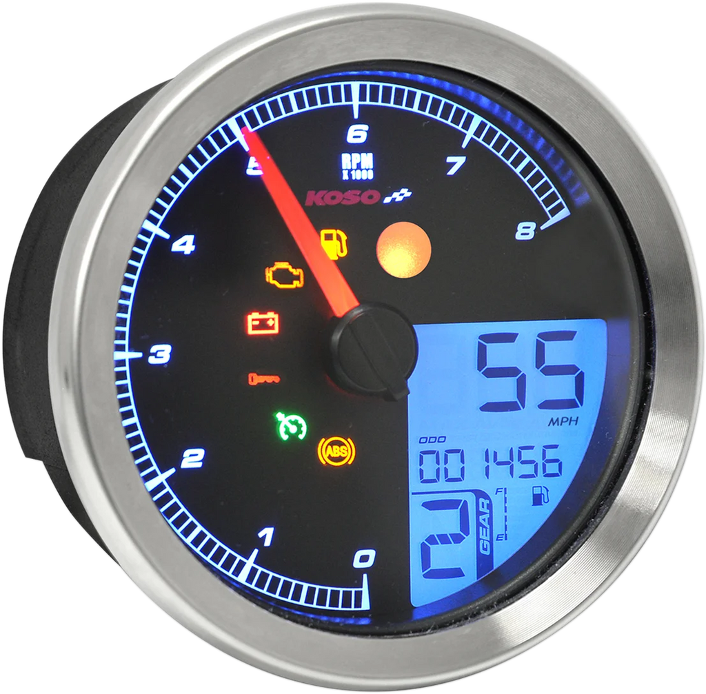 Koso North America Multi-Function Speedometer/Tachometer - HD-04 - Chrome BA051201 - Main Product View