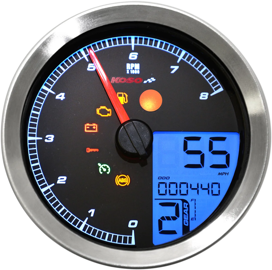 Koso North America Multi-Function Speedometer/Tachometer - HD-04 - Chrome BA051221 - Installation View
