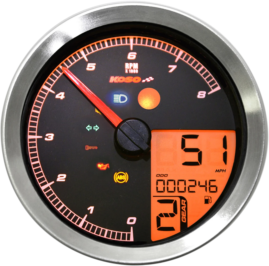 Koso North America Multi-Functional Meter - Silver BA051300 - Detail View