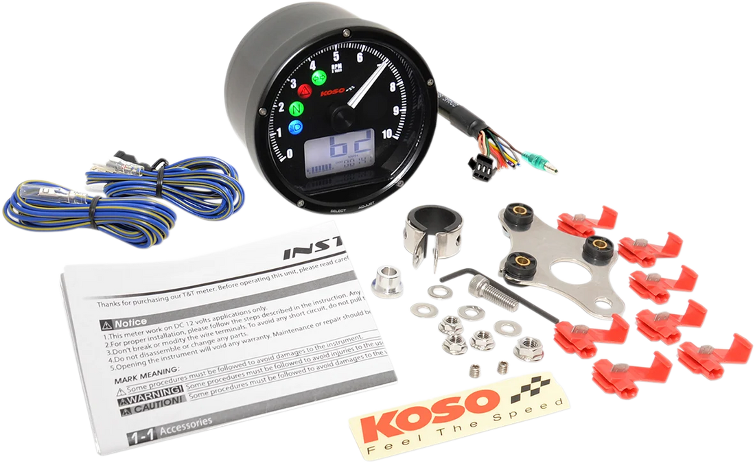 Koso North America TNT-01 Electronic Speedometer/Tachometer - Side View