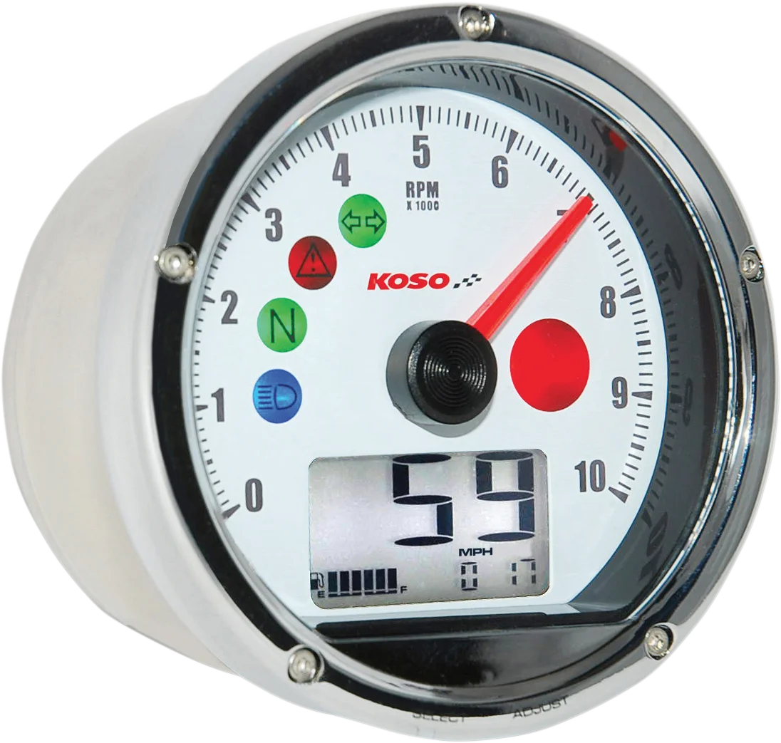Koso North America TNT-01 Electronic Speedometer/Tachometer - Black Face