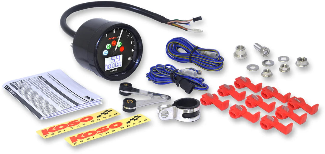 Koso North America TNT-02 Multi-Function Speedometer/Tachometer - 2.69" Diameter x 1.51" Depth BA058100-HD - Side View