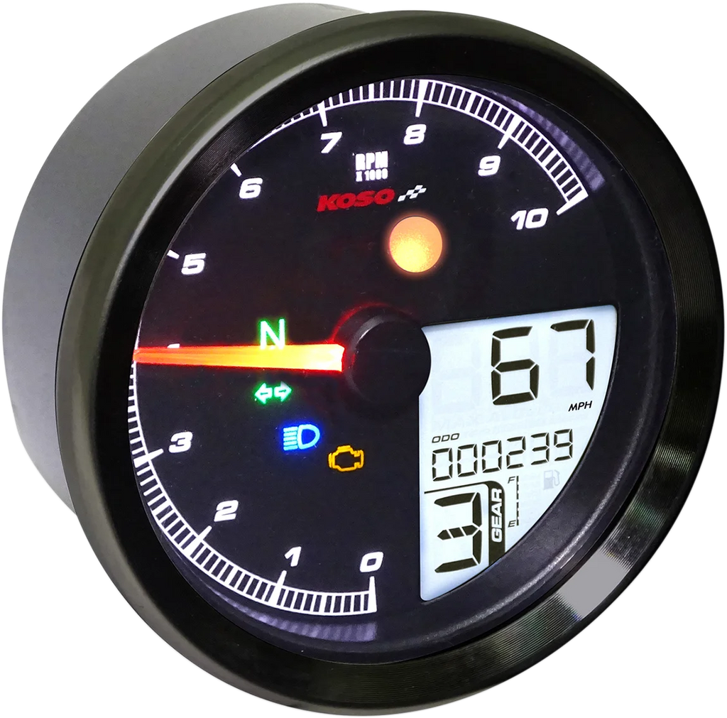 Koso North America TNT-04 Multi-Function Meter - Black Bezel - 3.30" Diameter x 2.19" D BA051411 - Main Product View