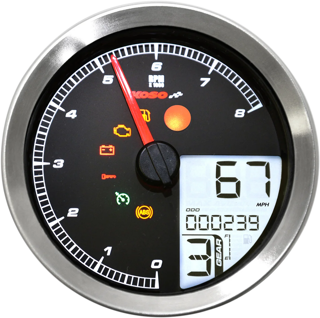 Koso North America TNT-04 Multi-Function Meter - Black Bezel - 3.30" Diameter x 2.19" D BA051411 - Installation View
