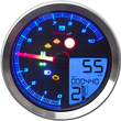 Load image into Gallery viewer, Koso North America TNT-04 Multi-Function Meter - Silver Bezel - 3.30" Diameter x 2.19" D BA051401 - Side View
