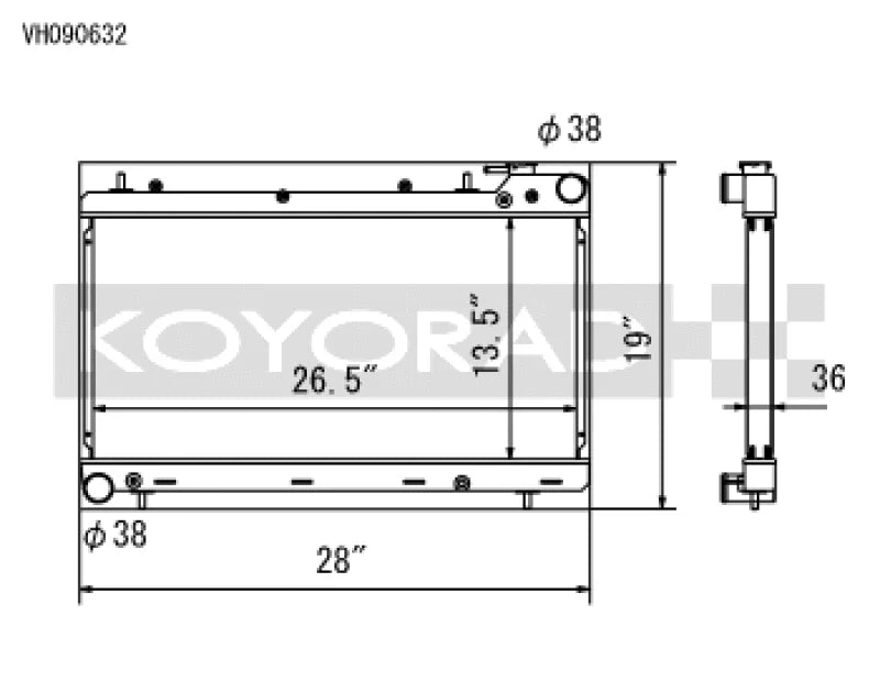 Koyo Radiator (MT) fits 1993-1998 Subaru Impreza 1.8L / 2.2L - Main Product View