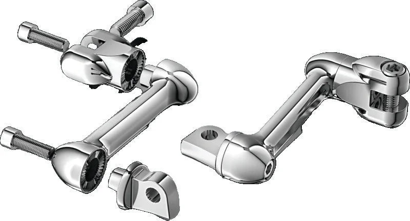 Kuryakyn 4in Adjustable Lockable Offsets With Male Mount Adapter Chrome - Side View