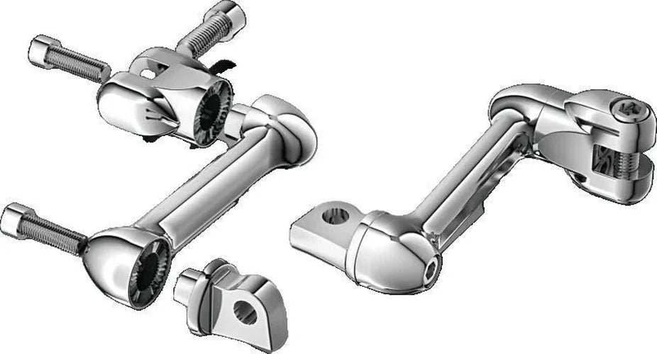 Kuryakyn 4in Adjustable Lockable Offsets With Male Mount Adapter Chrome - Side View
