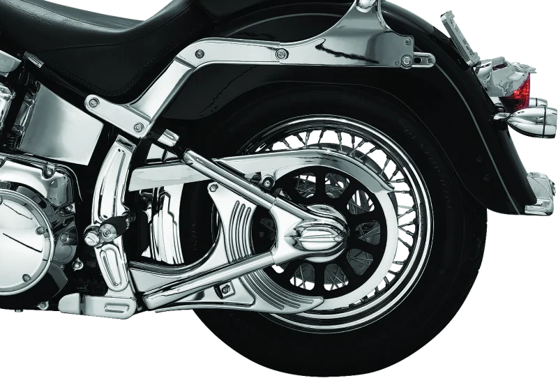 Kuryakyn Boomerang Frame Covers 08-17 Softails Chrome - Side View