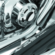 Load image into Gallery viewer, Kuryakyn Bridge The Gap Heat Shield 93-08 Touring Models Chrome - Side View