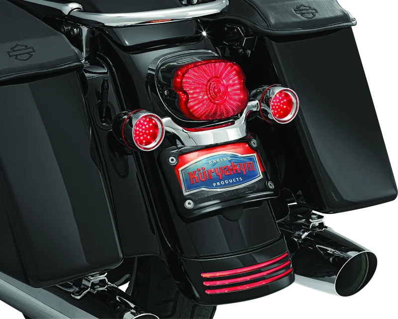 Kuryakyn Curved License Plate Mount Black - Side View