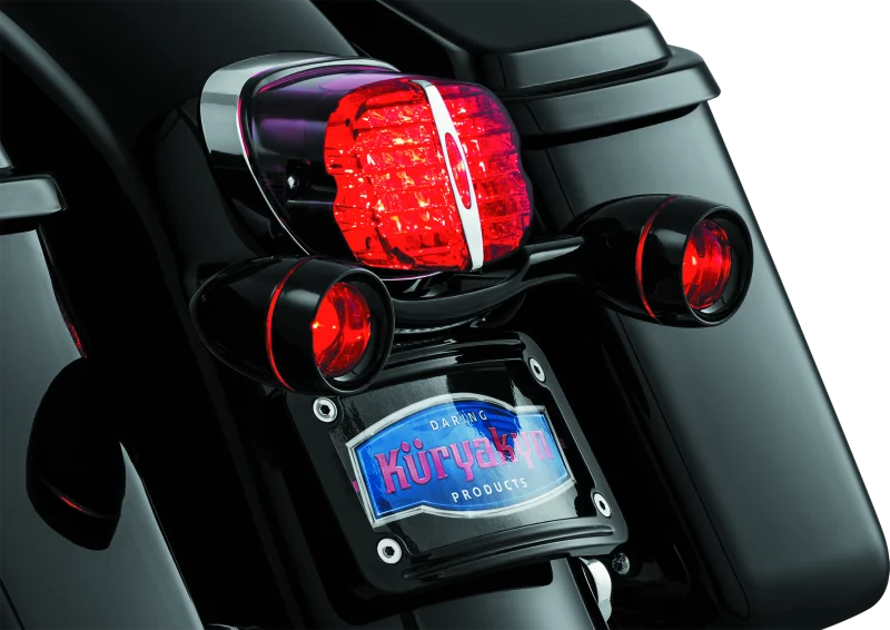 Kuryakyn Deep Dish Bezels Red Lens Gloss Black - Side View