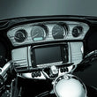 Load image into Gallery viewer, Kuryakyn Deluxe Tri-Line Stereo Trim Kit 14-Up Touring Models Chrome - Main Product View