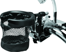 Load image into Gallery viewer, Kuryakyn Drink Holder With Basket Perch Mount Gloss Black - Side View