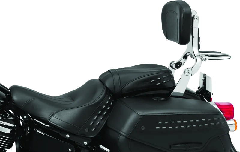 Kuryakyn Fixed Mounts Multi-Purpose Driver & Passenger Backrest 18-Up Softail Black - Side View