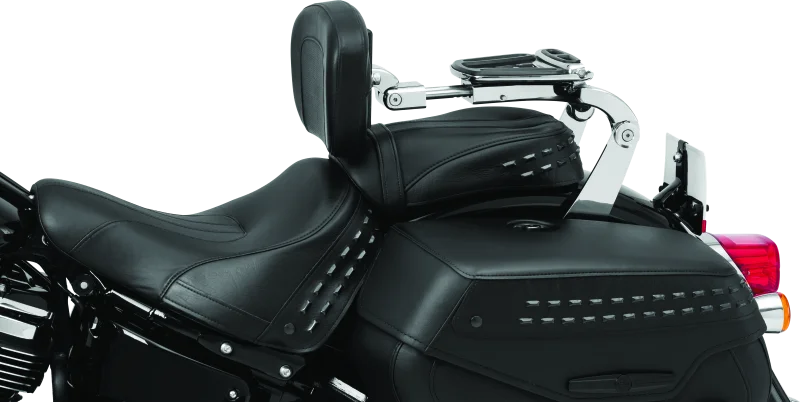 Kuryakyn Fixed Mounts Multi-Purpose Driver & Passenger Backrest 18-Up Softail Black - Back View