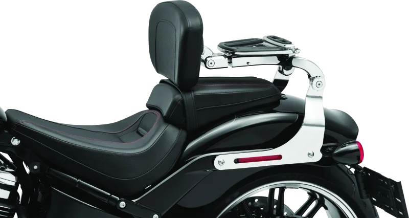Kuryakyn Fixed Mounts Multi-Purpose Driver & Passenger Backrest 18-Up Softail Black - Detail View