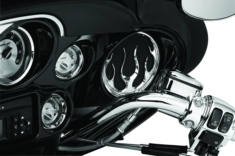 Kuryakyn Flame Speaker Grills Chrome - Installation View