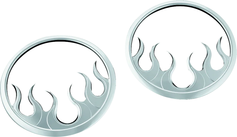 Kuryakyn Flame Speaker Grills For 14-Up Touring Models Chrome - Main Product View