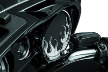 Load image into Gallery viewer, Kuryakyn Flame Speaker Grills For 14-Up Touring Models Chrome - Back View