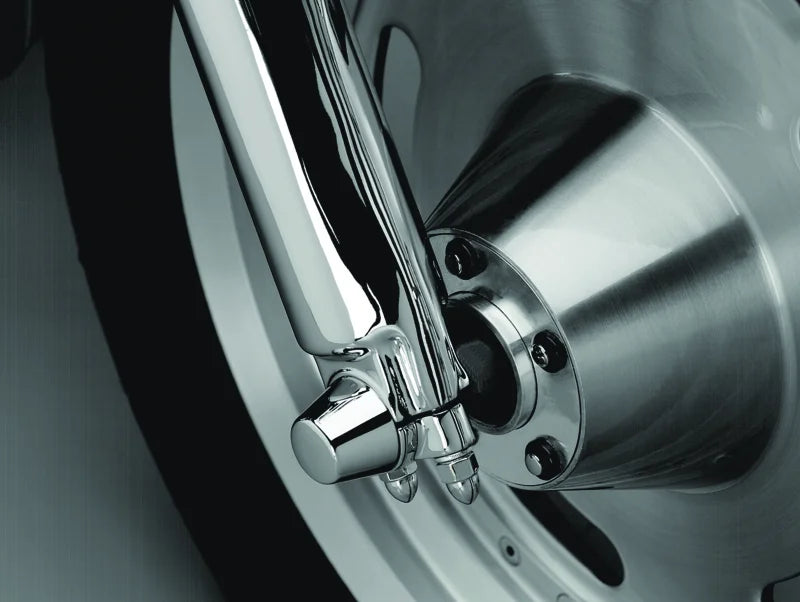 Kuryakyn Front Axle Nut Caps Chrome - Side View