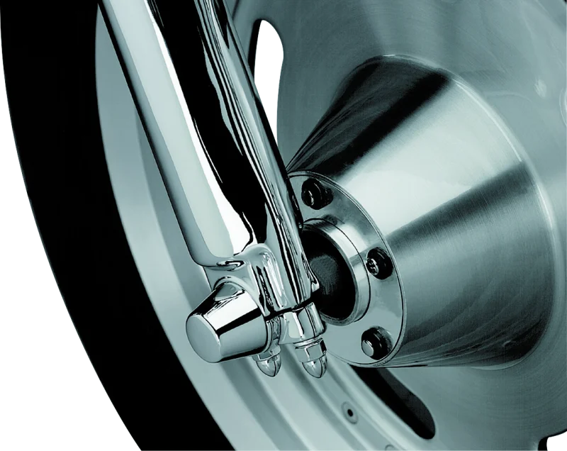Kuryakyn Front Axle Nut Caps Chrome - Side View