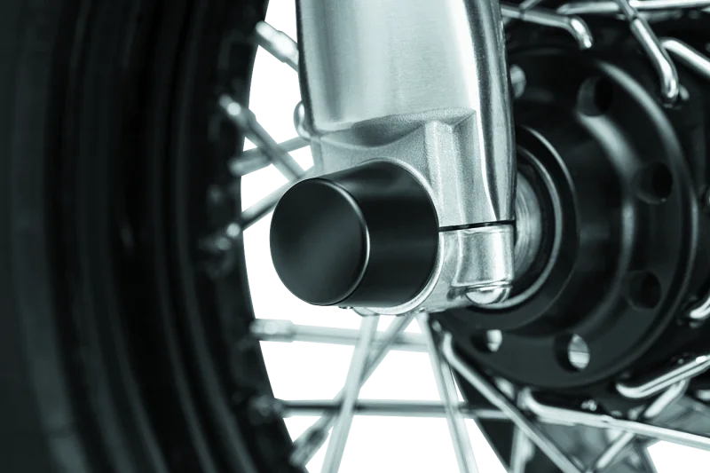 Kuryakyn Front Axle Nut Caps Satin Black - Installation View