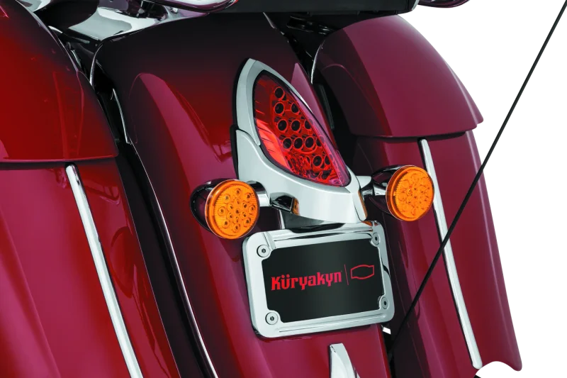 Kuryakyn L.E.D. Curved License Plate Frame Indian Chrome - Installation View