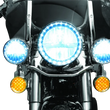 Load image into Gallery viewer, Kuryakyn LED Front Turn Signal Conversion Flat Style Insert Amber Lens - Side View