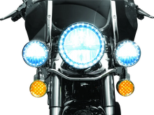Load image into Gallery viewer, Kuryakyn LED Front Turn Signal Conversion Flat Style Insert Amber Lens - Side View