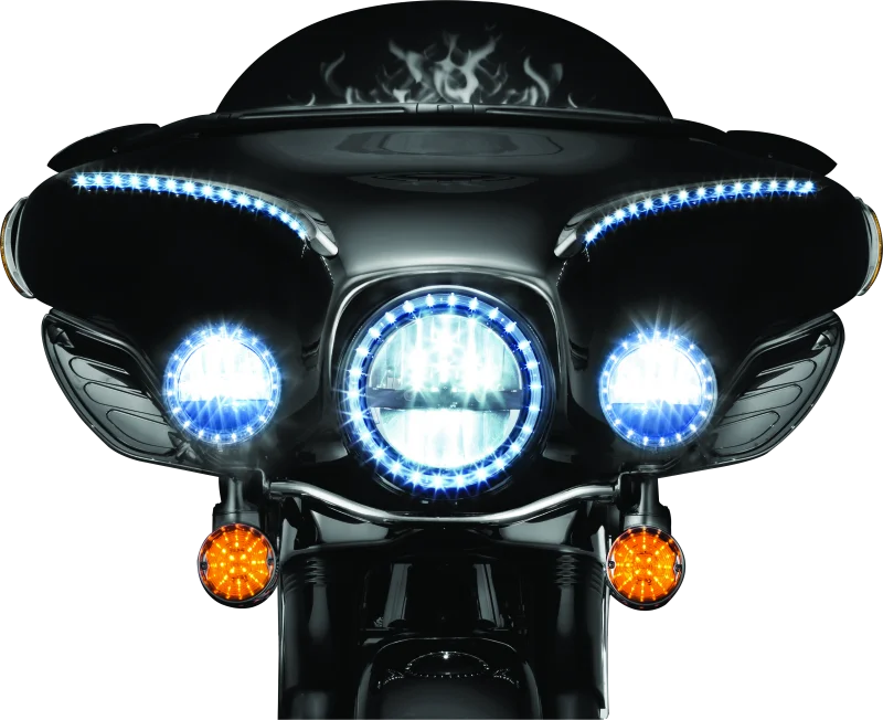 Kuryakyn LED Front Turn Signal Conversion Flat Style Insert Amber Lens - Detail View