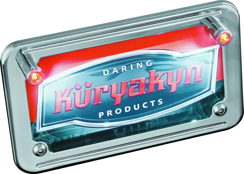 Kuryakyn LED License Plate Light With Red Accent Light Universal Chrome - Side View