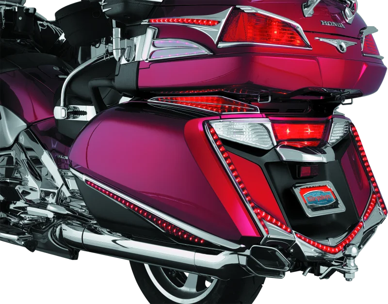 Kuryakyn L.E.D. Rear Fender Tip 12-17 GL1800 Chrome Red Lens - Side View
