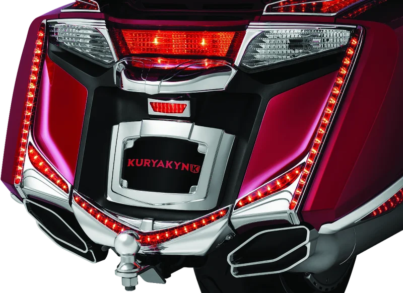 Kuryakyn L.E.D. Vertical Rear Light Strips 12-17 GL1800 Chrome Red Lens - Side View