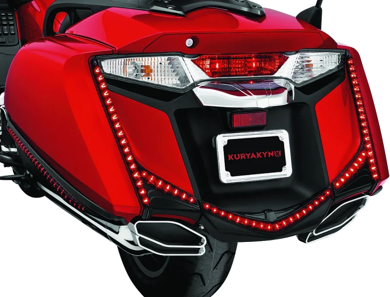 Kuryakyn L.E.D. Vertical Rear Light Strips 12-17 GL1800 Gloss Black Smoke Lens - Side View