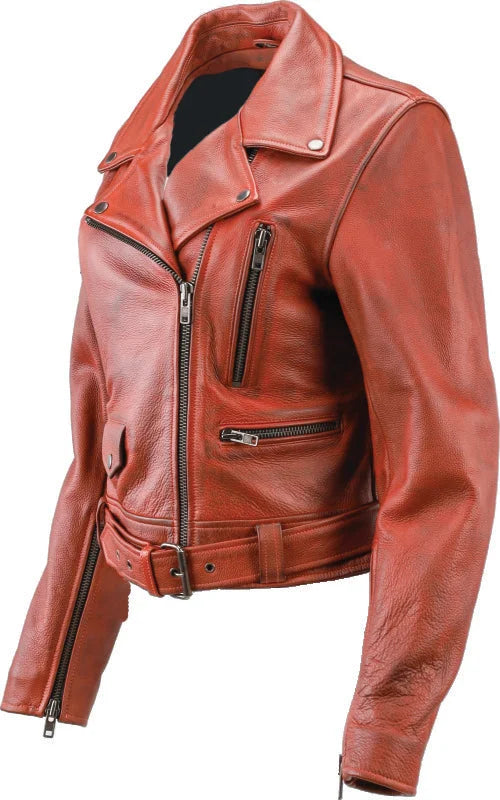 Kuryakyn Leather By River Road Arabian Spice Leather Jacket Red Womens - Small - Side View