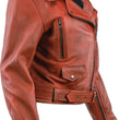 Load image into Gallery viewer, Kuryakyn Leather By River Road Arabian Spice Leather Jacket Red Womens - Small - Back View