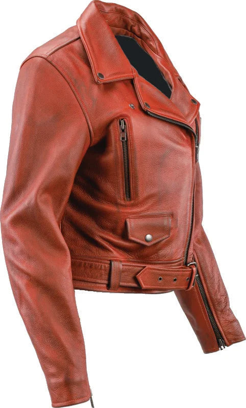 Kuryakyn Leather By River Road Arabian Spice Leather Jacket Red Womens - Small - Back View