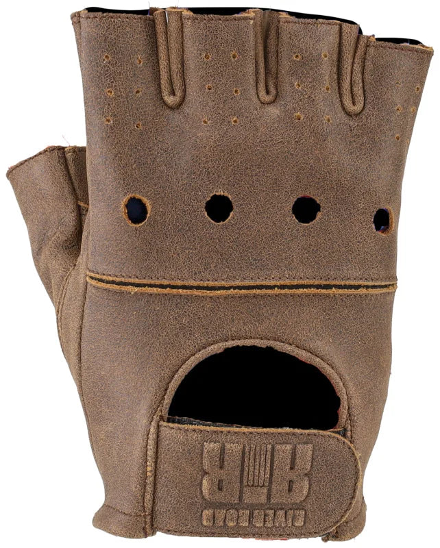 Kuryakyn Leather By River Road Buster Vintage Shorty Gloves Black - Large - Back View