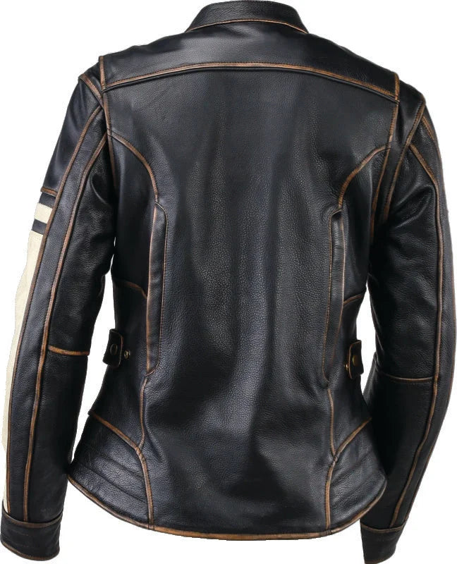 Kuryakyn Leather By River Road Dame Vintage Leather Jacket Black Womens - Small - Side View