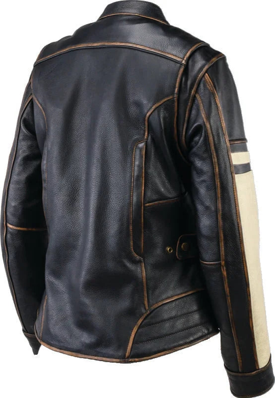 Kuryakyn Leather By River Road Dame Vintage Leather Jacket Black Womens - Small - Back View