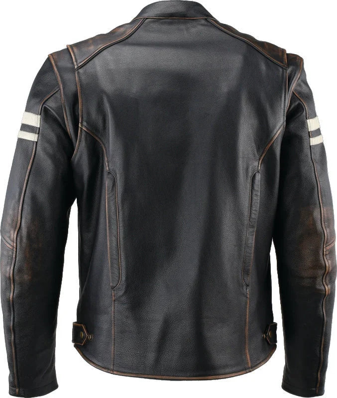 Kuryakyn Leather By River Road Hoodlum Vintage Leather Jacket Black - Small - Back View